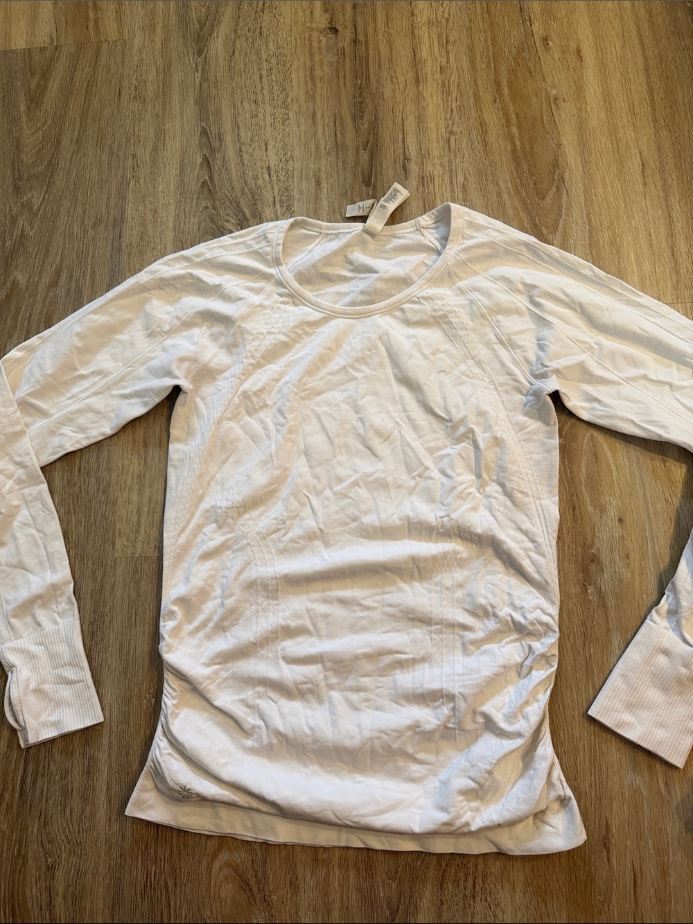Athleta White Long-Sleeve Scoop Neck Tee speed light top